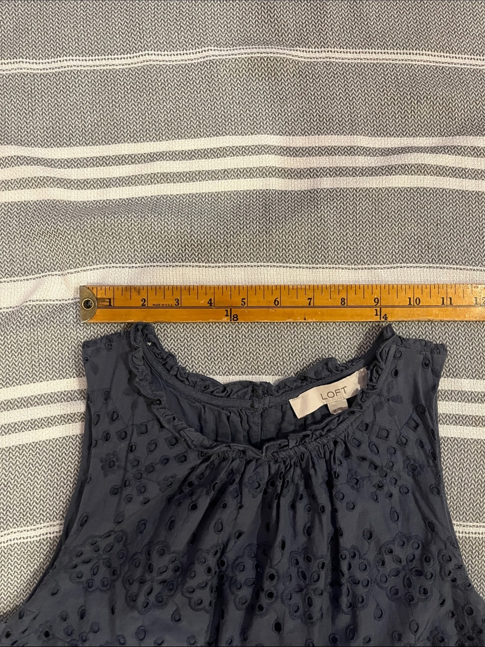 LOFT Navy Blue Eyelet Tiered Sleeveless Dress - Picture 5 of 11